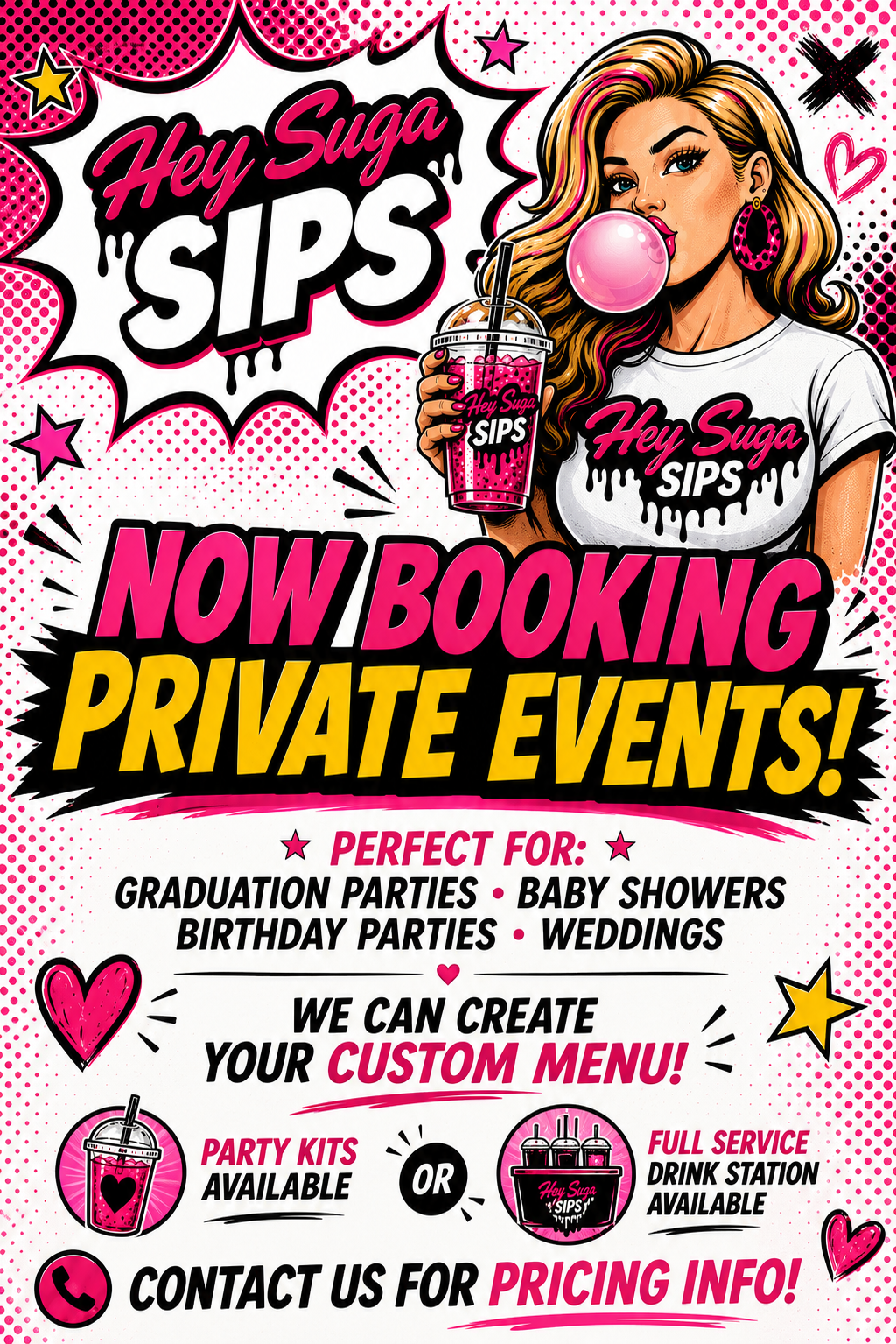 Hey Suga Sips private event poster